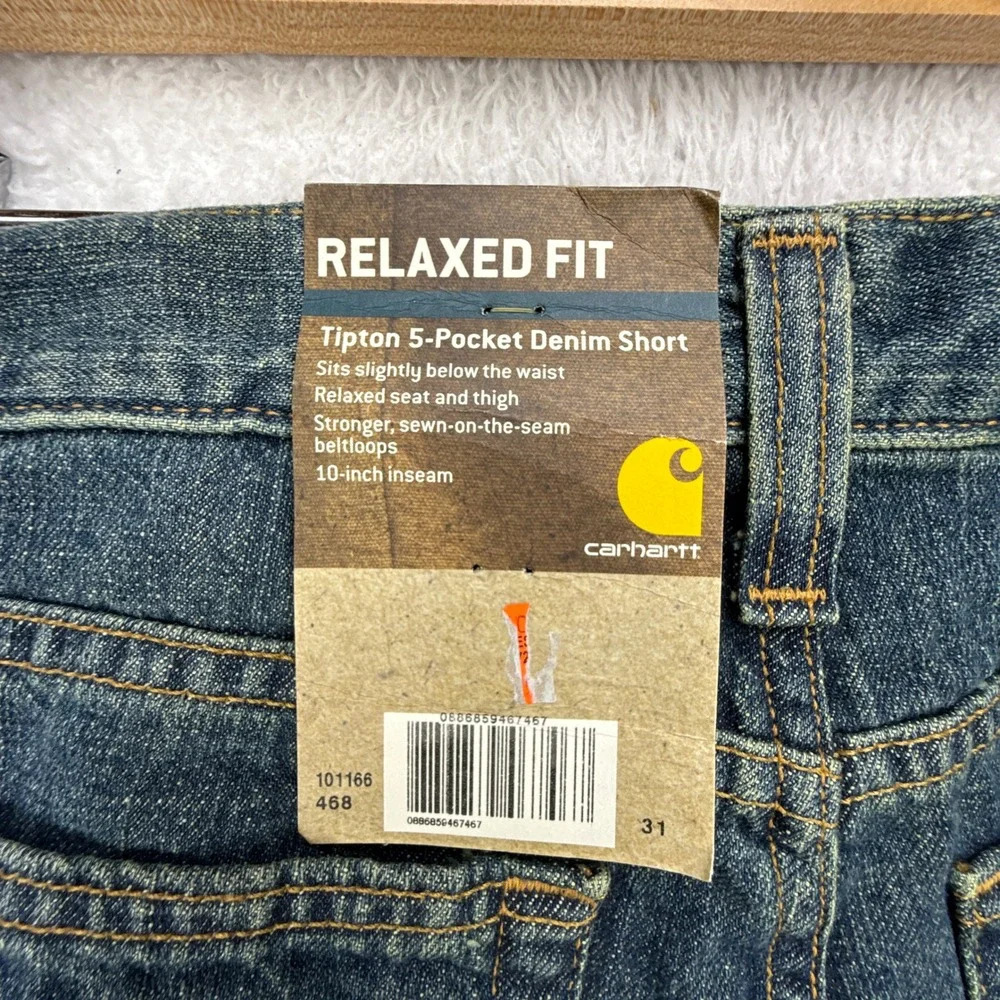 Carhartt Relaxed Fit Tipton Five Pocket Denim Jean Short 31 Classic Wash NWT NOS